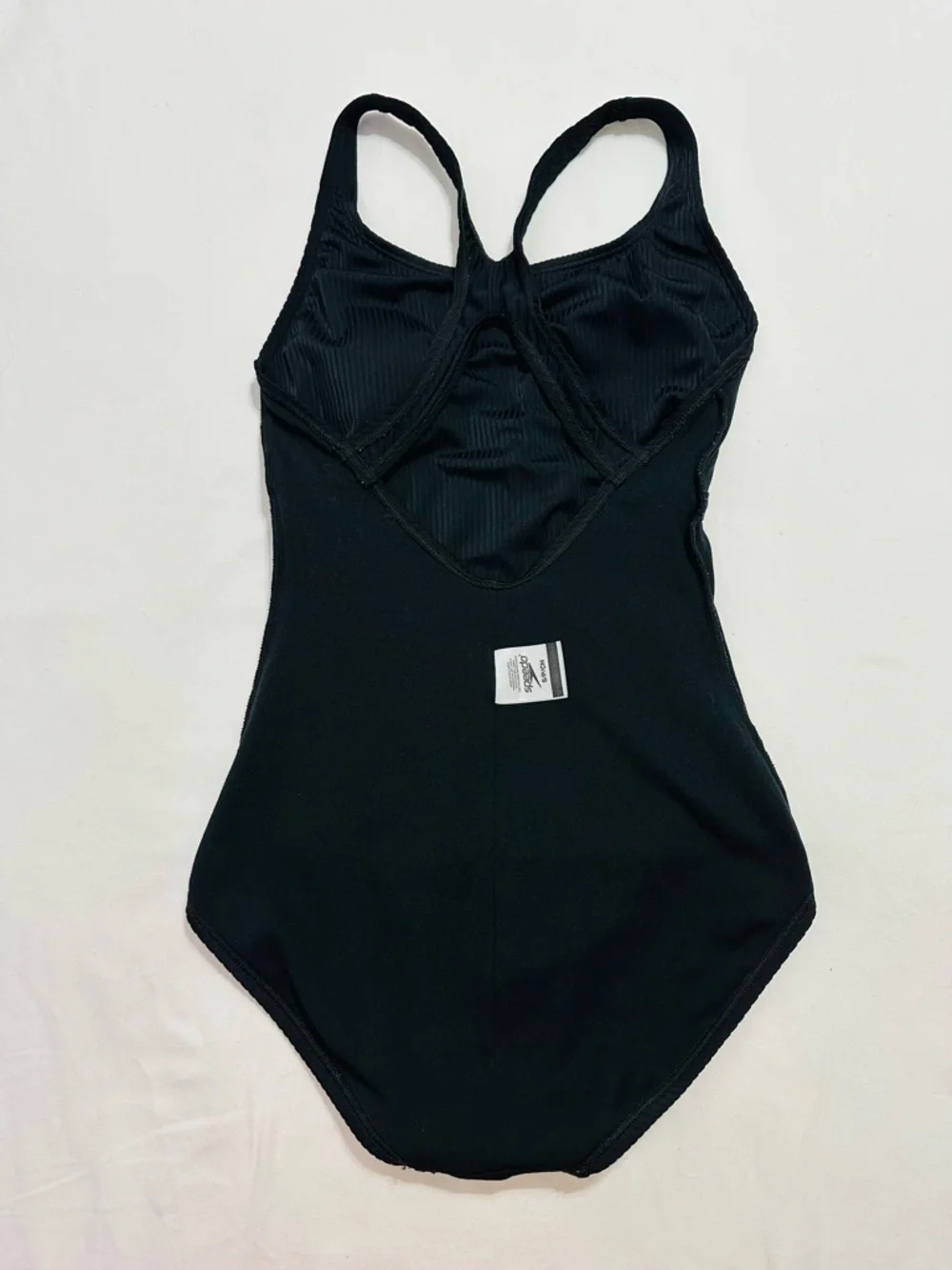 BLACK RIBBED ONE PIECE SWIMSUIT RACERBACK WOMENS SMALL ATHLETIC MODERATE CUT